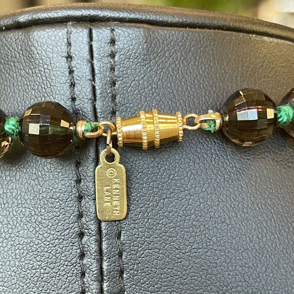 VTG Kenneth Jay Lane KJL Necklace Dark Green Lucite Graduated Faceted Beads - Picture 4 of 4